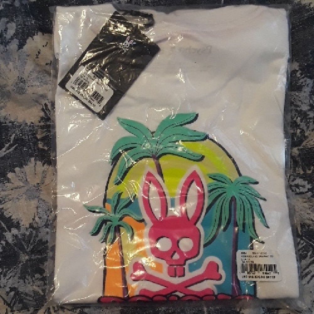 Kids Psycho Bunny White Graphic Tee